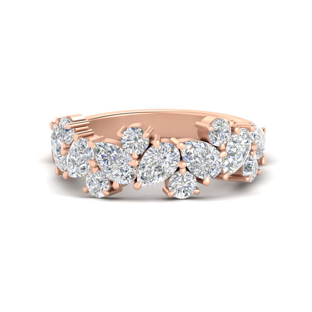3 Carat Alternative Pear And Round Band Ring with 14K Rose Gold White Diamond