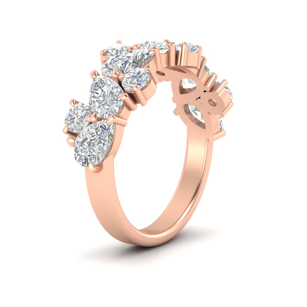 3 Carat Alternative Pear And Round Band Ring with 14K Rose Gold White Diamond