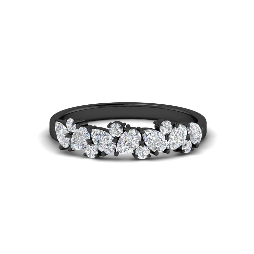 Half Carat Pear Diamond Black Anniversary Band with 14K Black Gold White Diamond