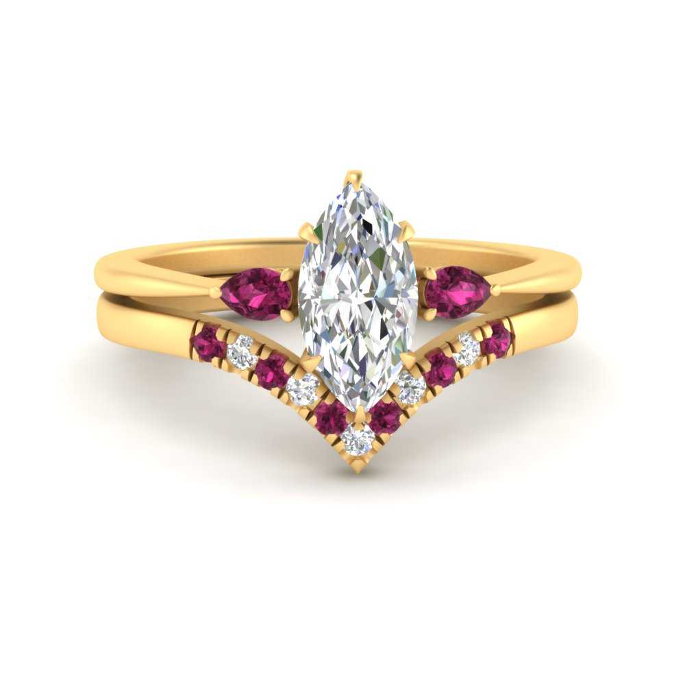 Marquise Bridal Set In 18K Yellow Gold 