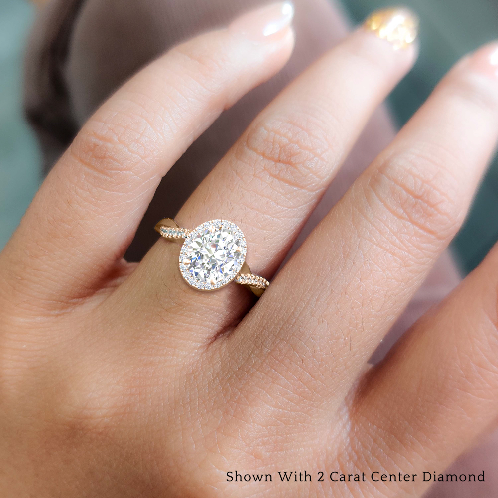 Oval Cut Diamond Engagement Ring with Diamond Halo - Abhika Jewels
