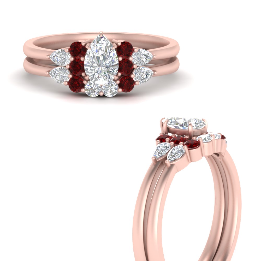 Pear Shaped Wedding Ring Set