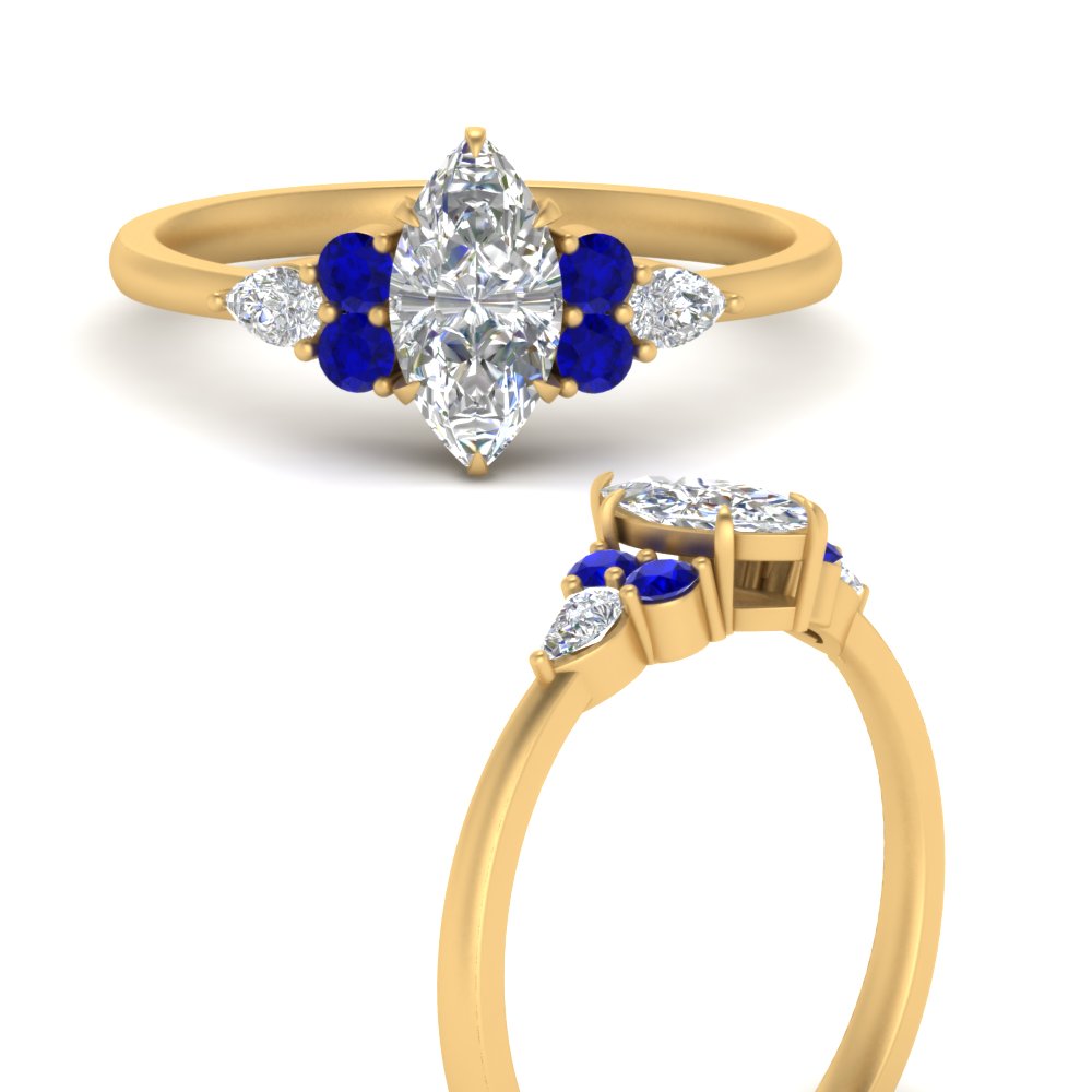 Marquise diamond with deals sapphire side stones