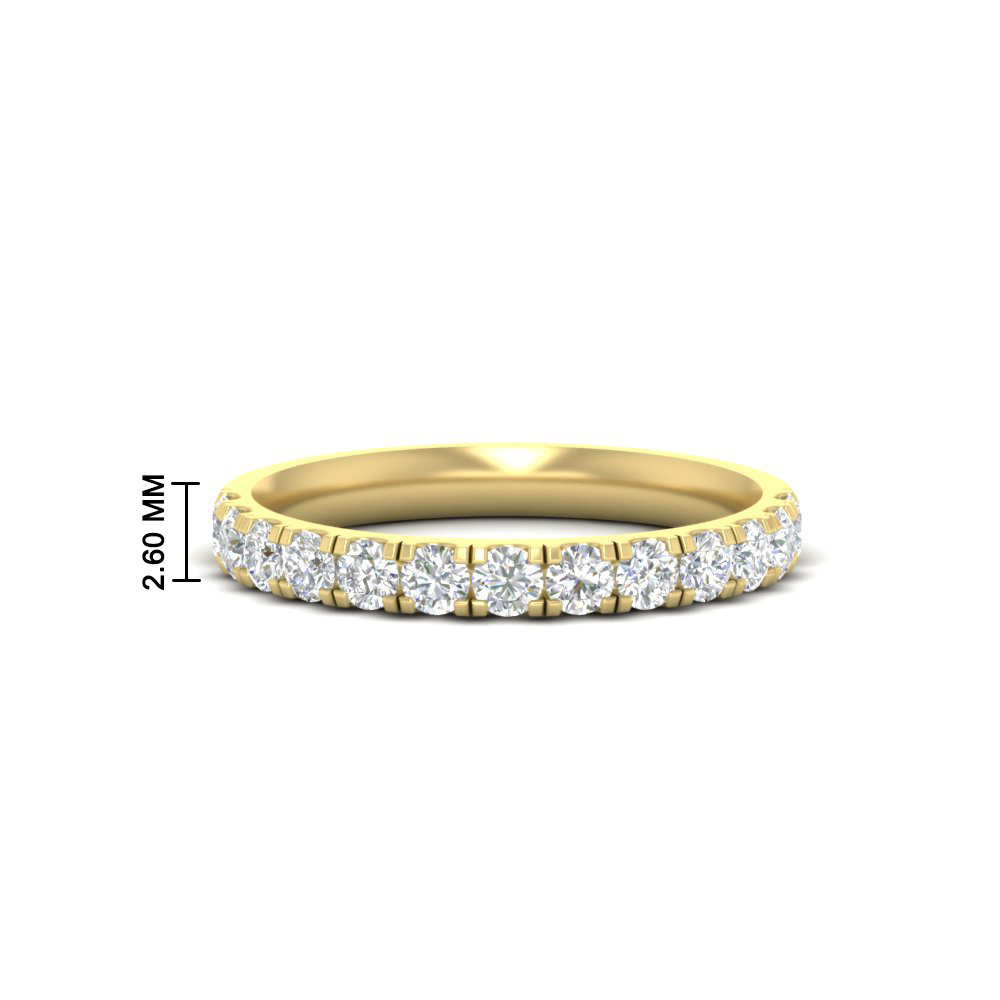 Semi Mount Shaped Half Carat French Pave Diamond Band with White Diamond 14K Yellow Gold