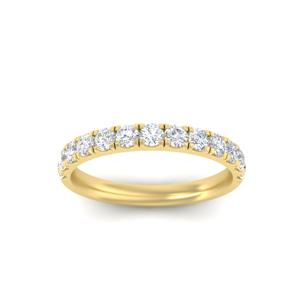 Semi Mount Shaped Half Carat French Pave Diamond Band with White Diamond 14K Yellow Gold