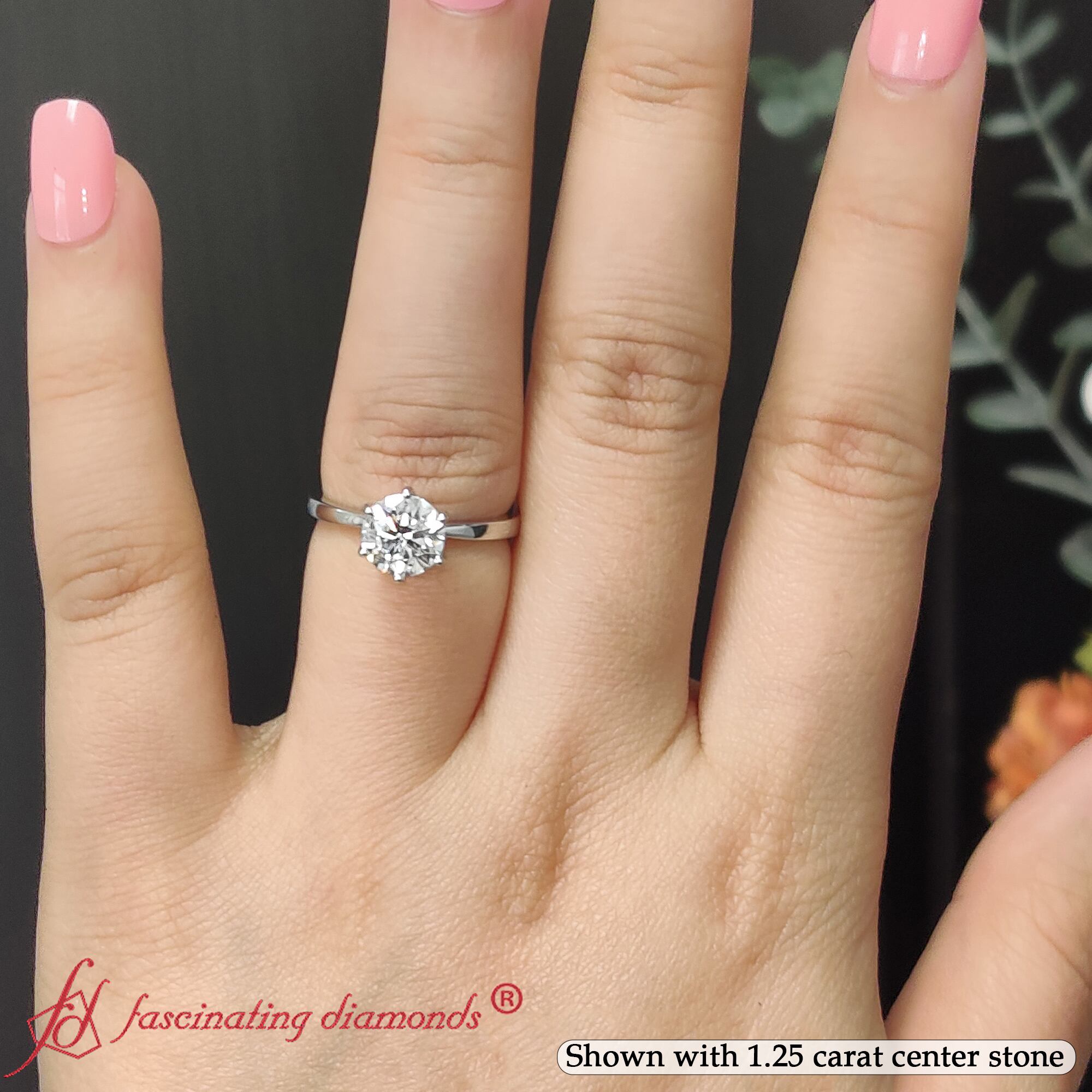 1.25 carat six prong round diamond ring in FD9334RORHAND 1