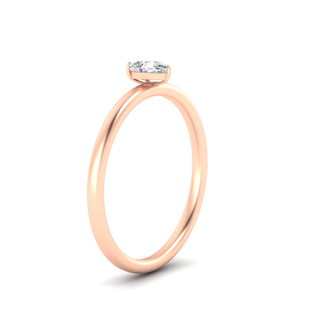 0.50 Carat Pear Shaped Solitaire Diamond Ring with 14K Rose Gold White Diamond