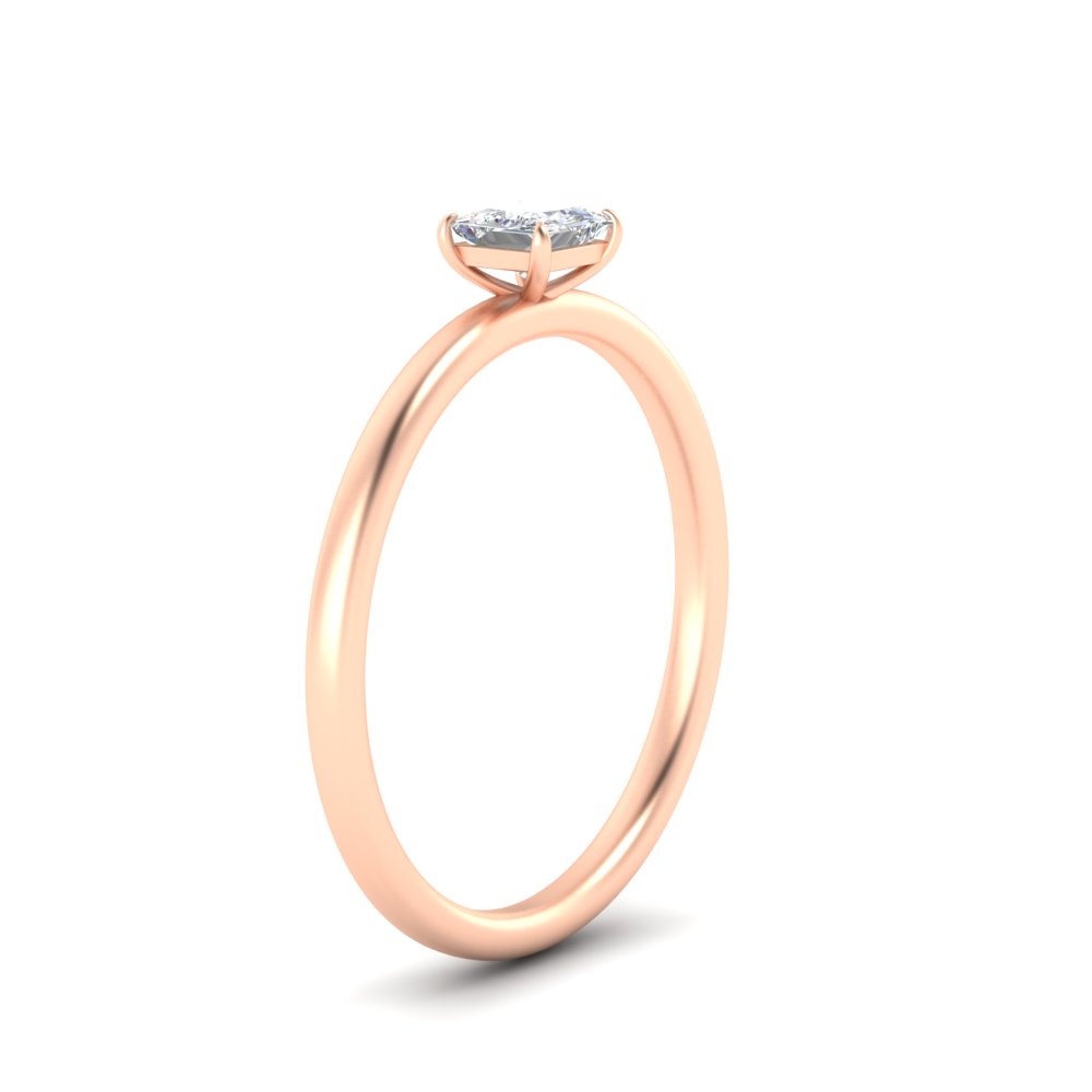 Half Carat Princess Cut Solitaire Diamond Ring with 14K Rose Gold White Diamond