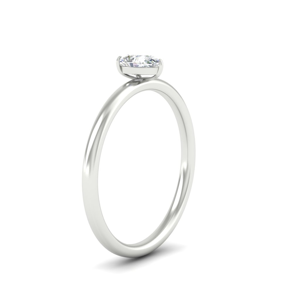 0.75 Carat Pear Shaped Single Stone Diamond Ring with 14K White Gold White Diamond