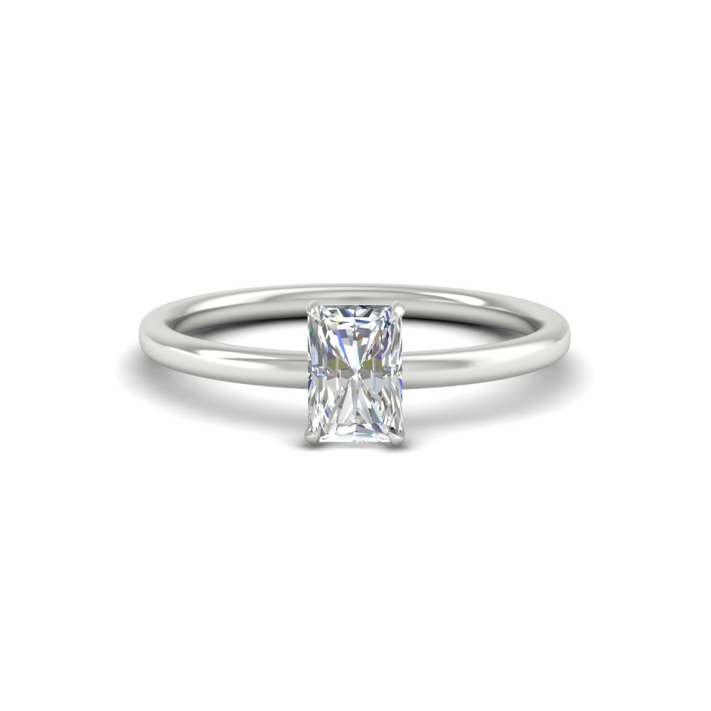 0.75 Carat Radiant Diamond Ring For Her with 14K White Gold White Diamond
