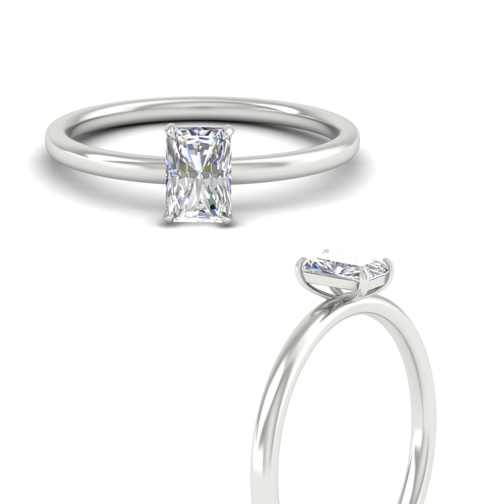 0.75 Carat Radiant Diamond Ring For Her with 14K White Gold White Diamond