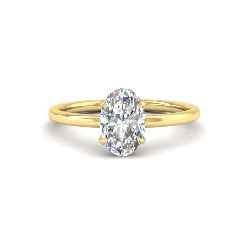 2 Carat Oval Shaped Beautiful Lab Diamond Solitaire Ring with 14K Yellow Gold White Diamond