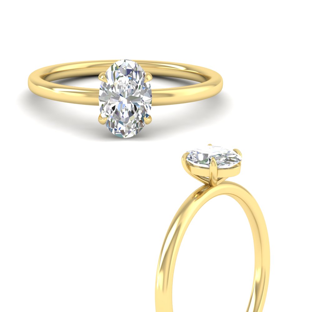 2 Carat Oval Shaped Beautiful Lab Diamond Solitaire Ring with 14K Yellow Gold White Diamond