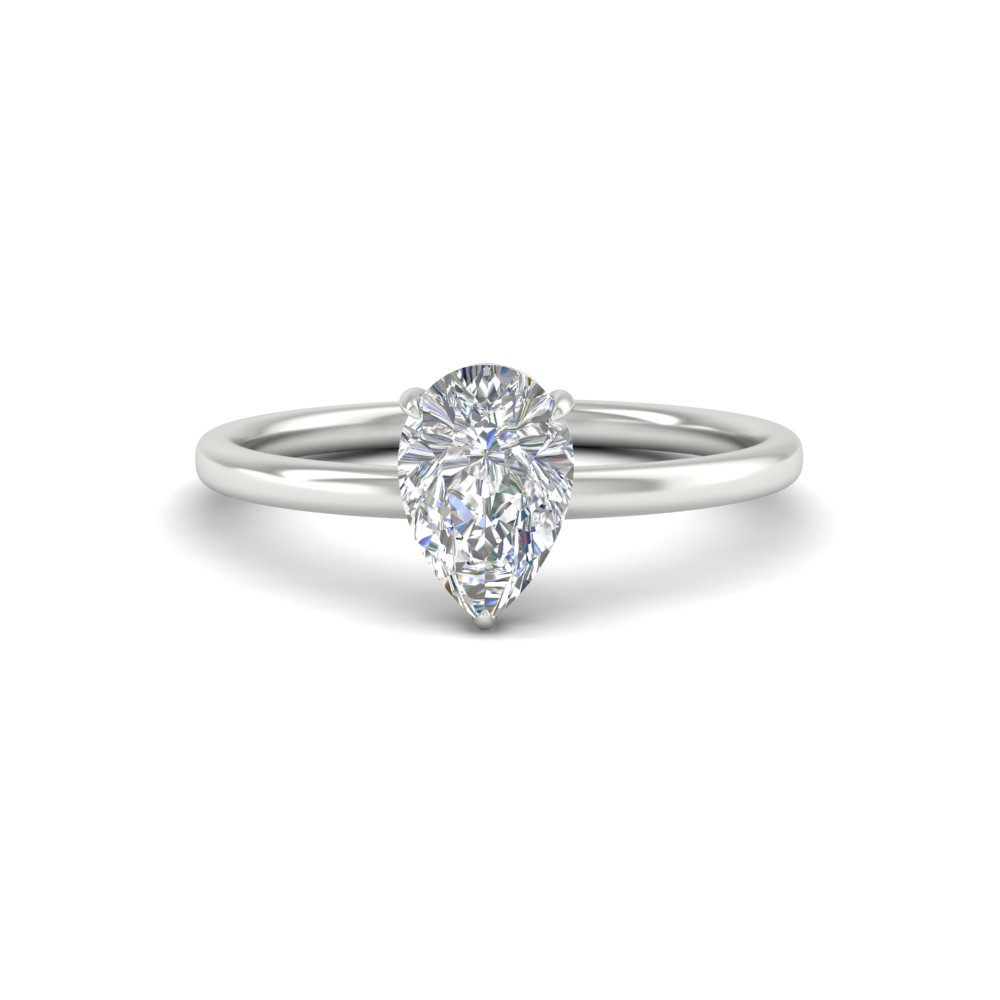 2 Carat Beautiful Pear Shaped Lab Diamond Solitaire Ring with 14K White Gold White Diamond