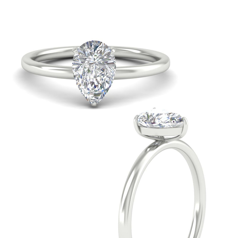 2 Carat Beautiful Pear Shaped Lab Diamond Solitaire Ring with 14K White Gold White Diamond