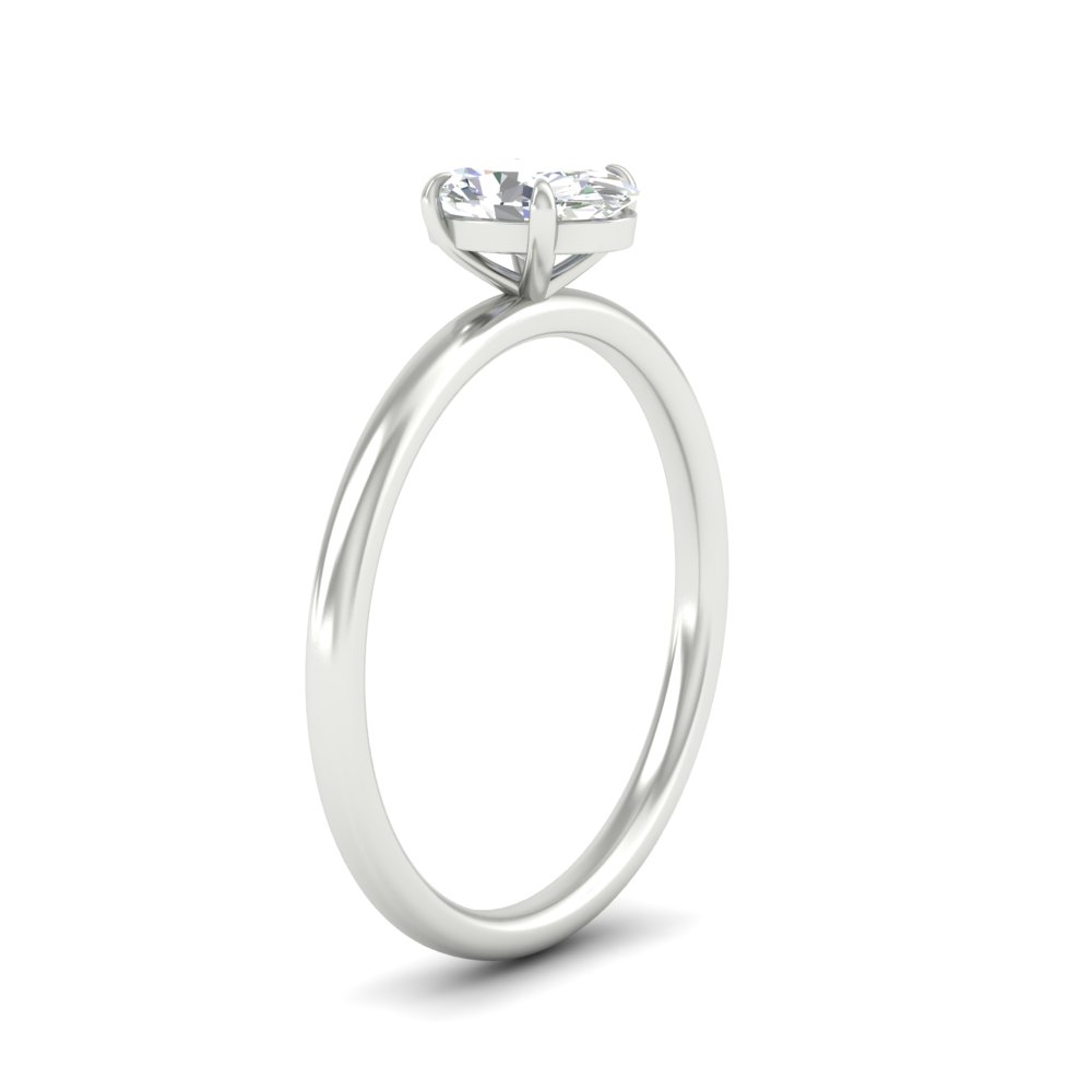3 Carat Oval Shaped Lab Diamond Solitaire Engagement Ring with 14K White Gold White Diamond