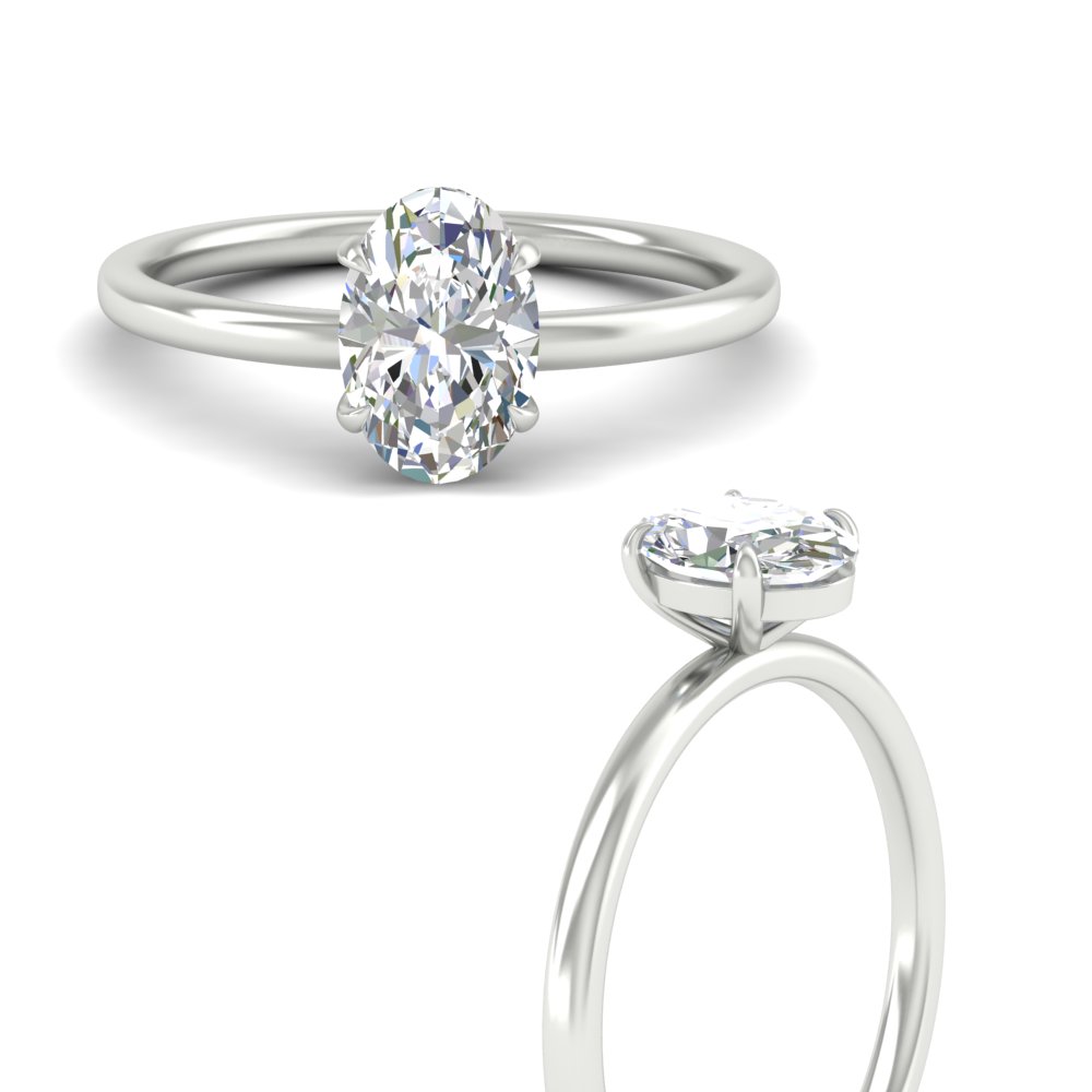 3 Carat Oval Shaped Lab Diamond Solitaire Engagement Ring with 14K White Gold White Diamond