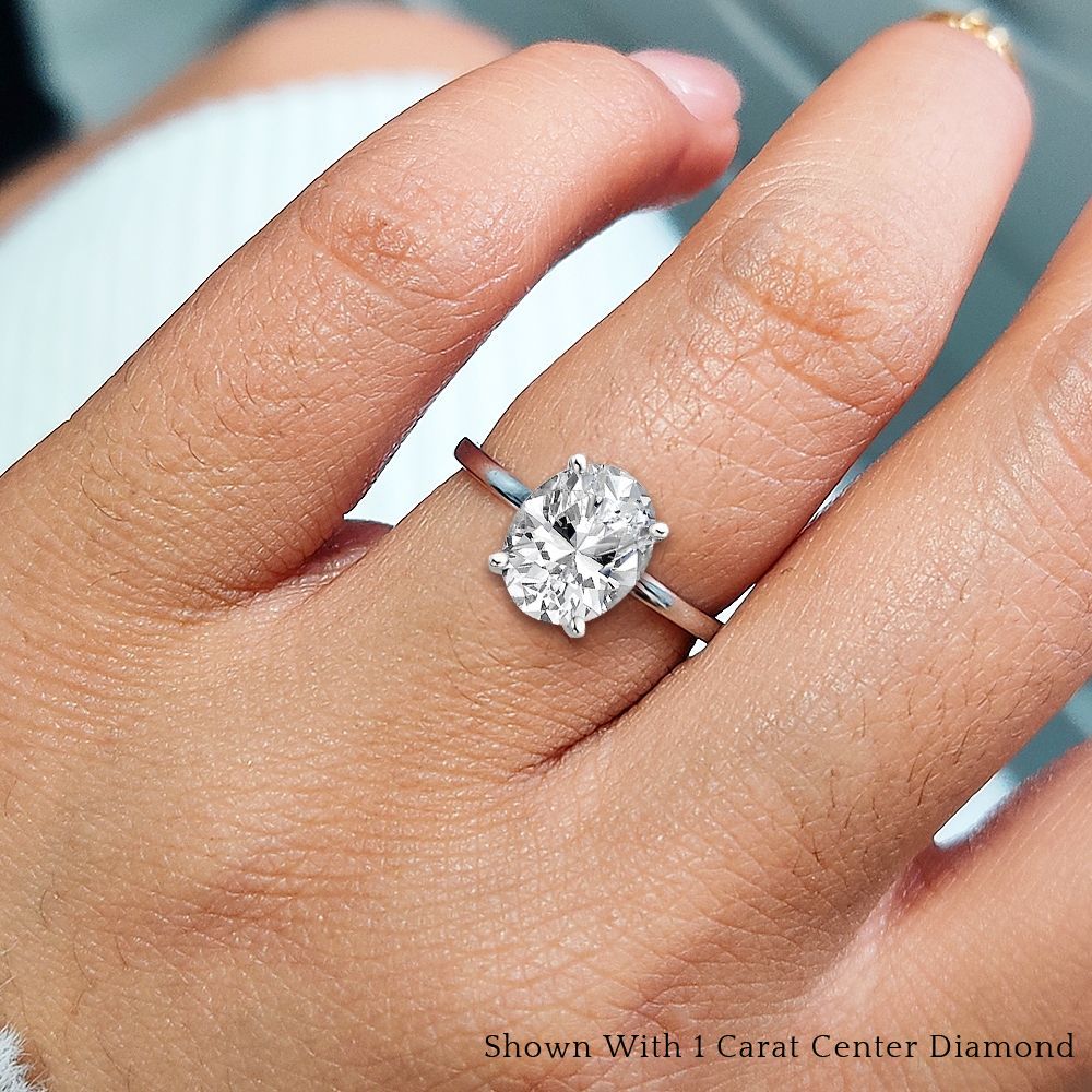 14K Gold Oval Moissanite Engagement Ring Set Half Eternity Wedding