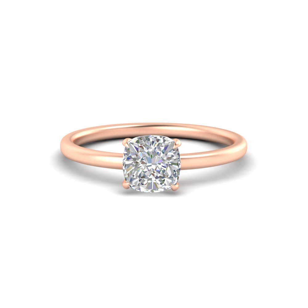 Cushion Cut 1.50 Carat Lab Diamond Solitaire Prong Ring with 14K Rose Gold White Diamond
