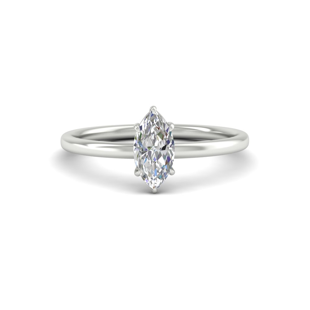 Marquise Lab Diamond 2 Carat Anniversary Ring with 14K White Gold White Diamond