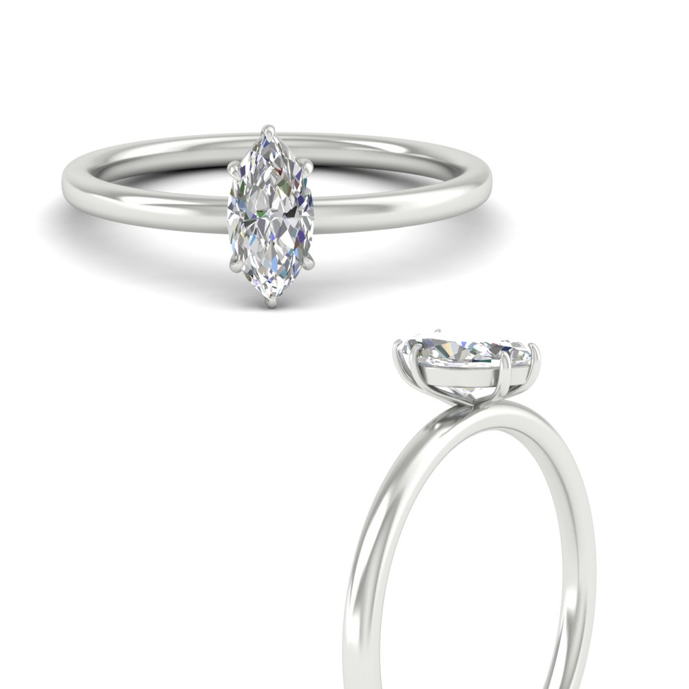 Marquise Lab Diamond 2 Carat Anniversary Ring with 14K White Gold White Diamond
