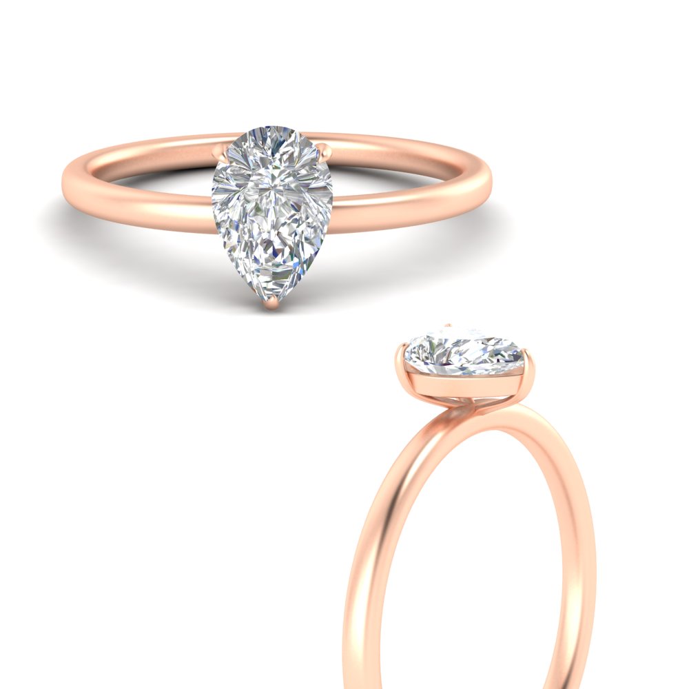 Pear Shaped 1.50 Carat Lab Diamond Engagement Ring with 14K Rose Gold White Diamond