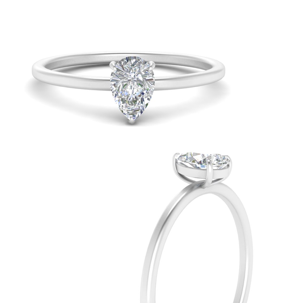 pear shaped thin classic solitaire engagement ring in FD9358PERANGLE3 NL WG