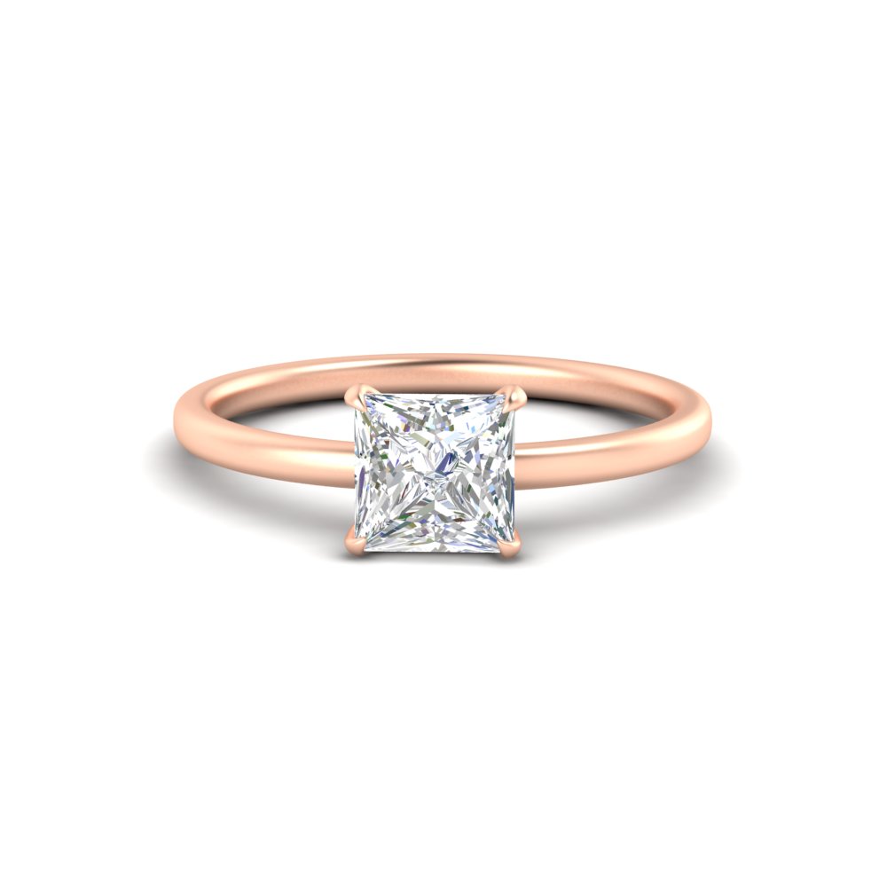 Princess Cut Diamond 1.50 Carat Lab Diamond Solitaire Ring with 14K Rose Gold White Diamond