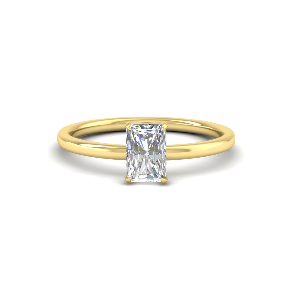 Radiant Cut 1 Carat Solitaire Ring with 14K Yellow Gold White Diamond