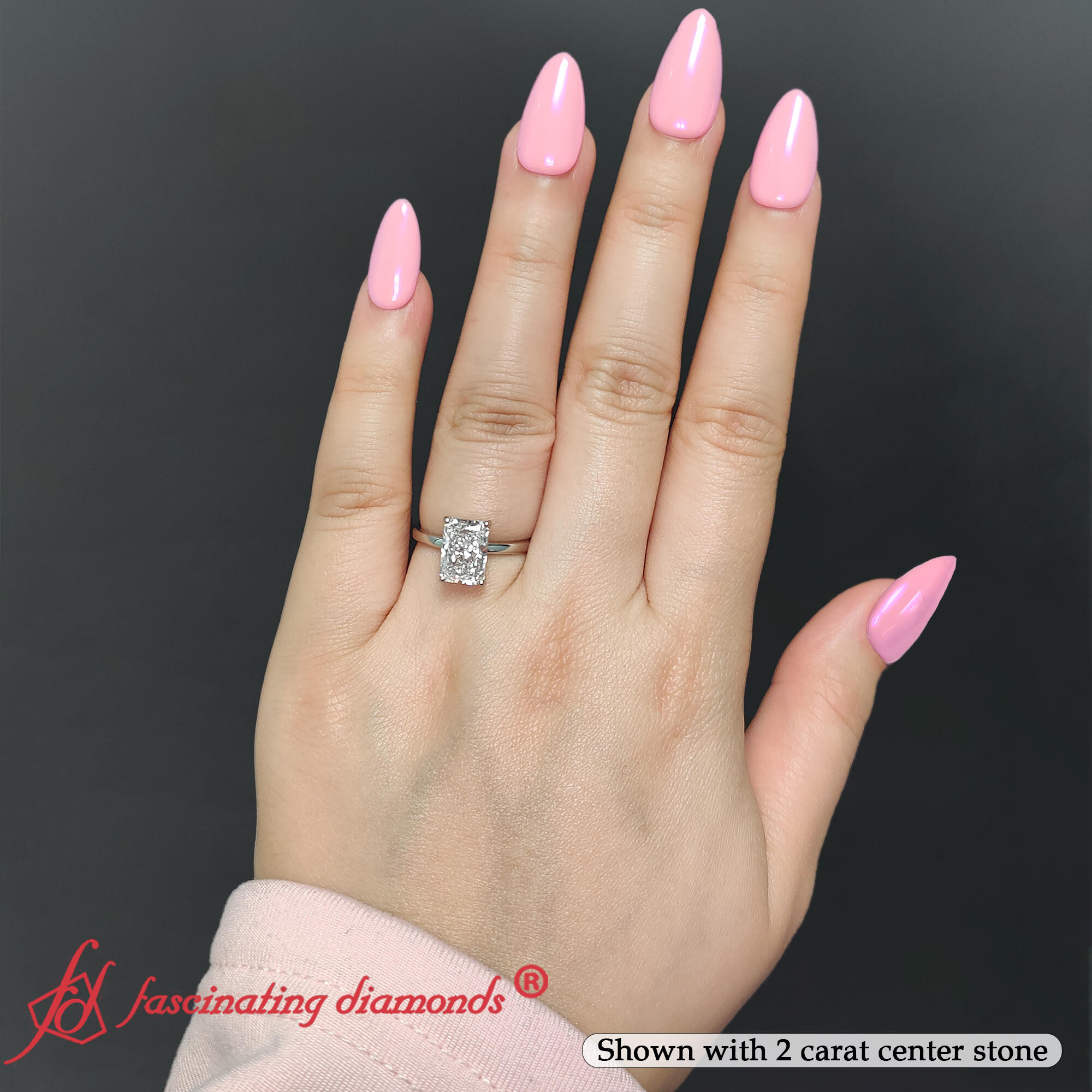 Radiant Cut 2 Carat Lab Diamond Engagement Ring with 950 Platinum White Diamond