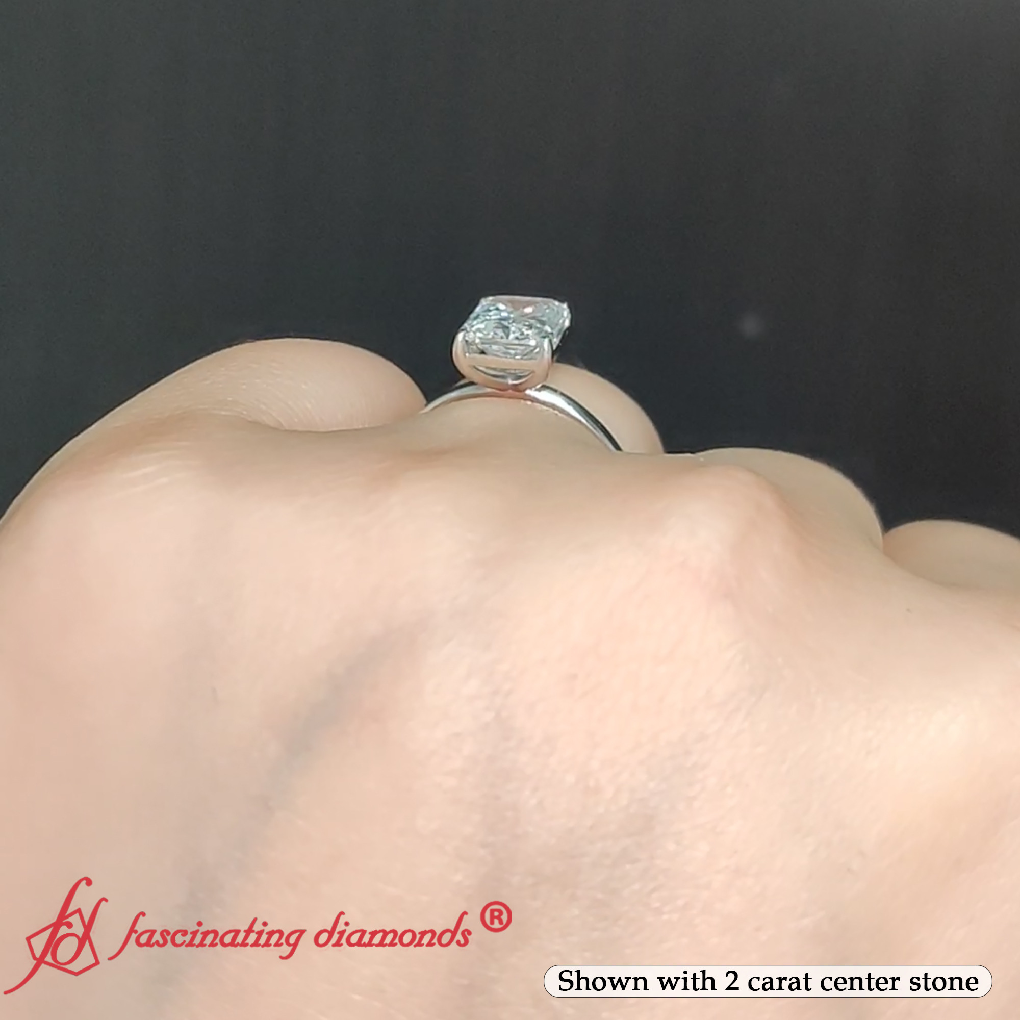 Radiant Cut 2 Carat Lab Diamond Engagement Ring with 950 Platinum White Diamond