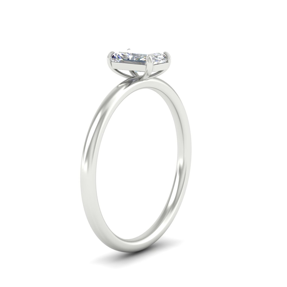 Radiant Shaped 1.50 Carat Comfort Fit Lab Diamond Ring with 14K White Gold White Diamond
