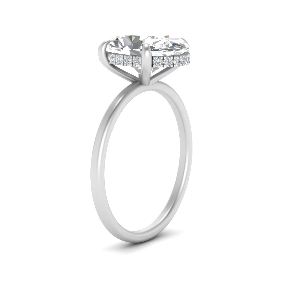 3 Carat Oval Under Halo Diamond Ring with 14K White Gold White Diamond