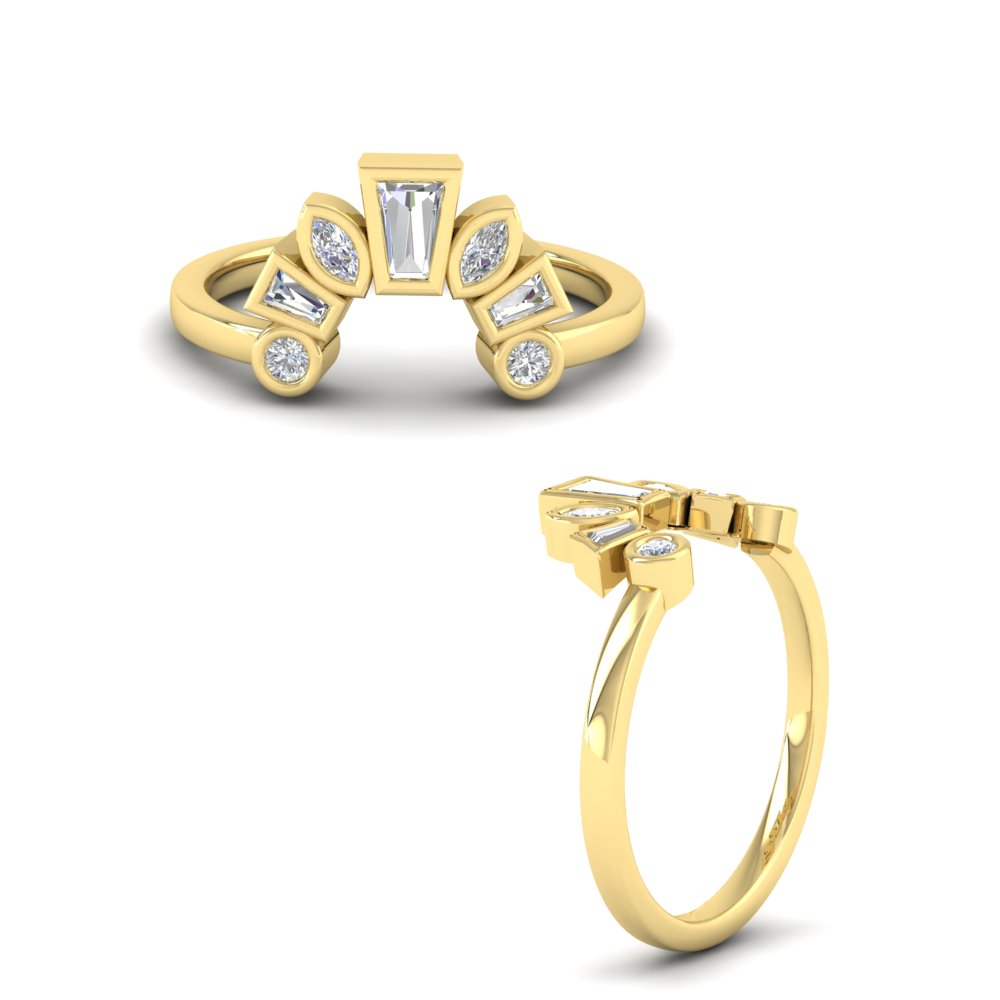 curved bezel diamond band for oval diamond ring in yellow gold FD9359BANGLE3 NL YG