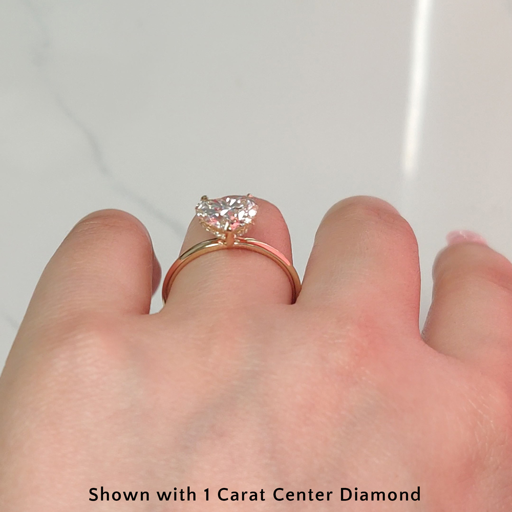 Engagement Halo 1 Ct Heart Diamond Ring for Women with 14K Yellow Gold White Diamond