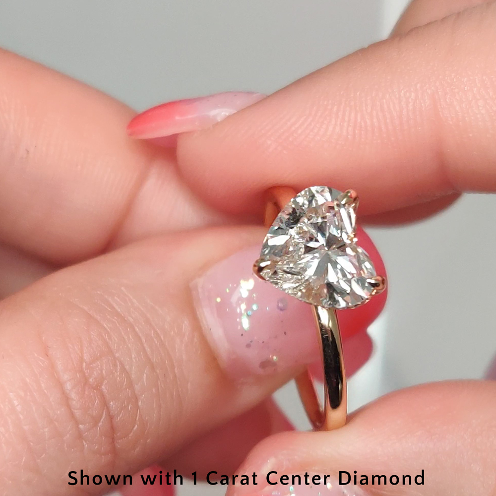 Engagement Halo 1 Ct Heart Diamond Ring for Women with 14K Yellow Gold White Diamond