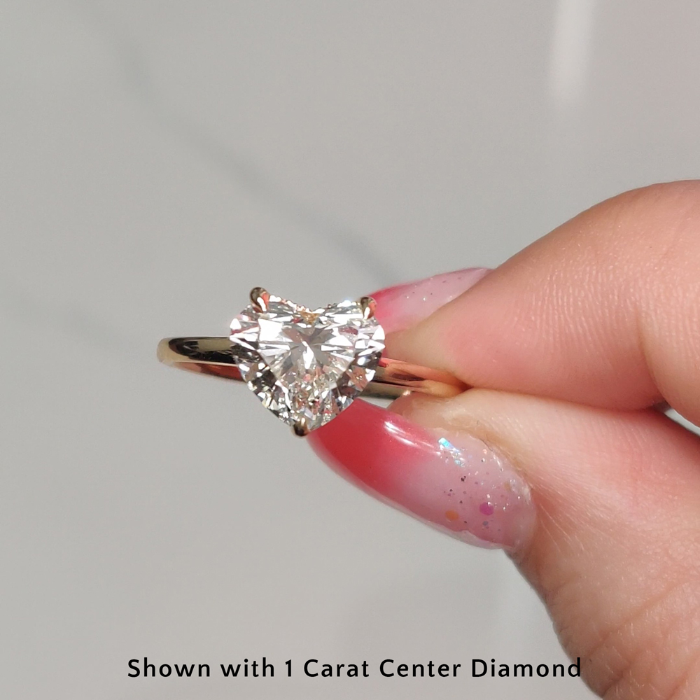 Engagement Halo 1 Ct Heart Diamond Ring for Women with 14K Yellow Gold White Diamond