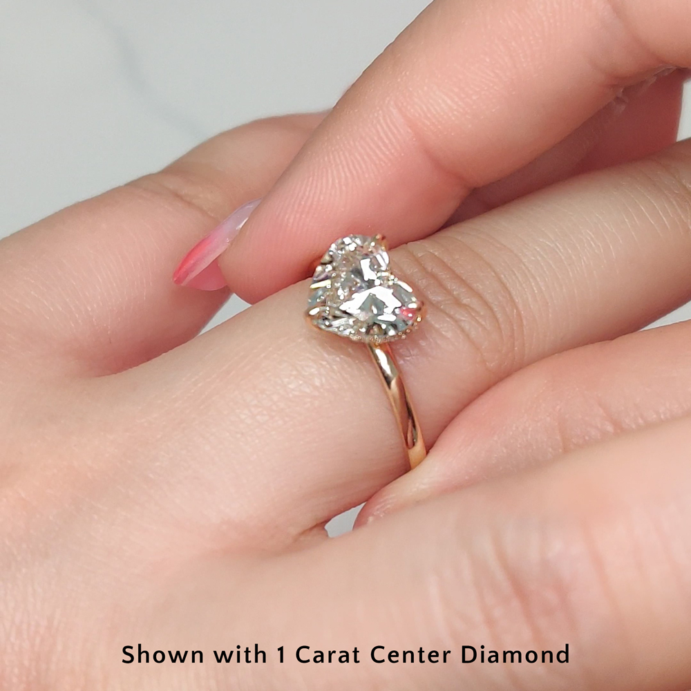 Engagement Halo 1 Ct Heart Diamond Ring for Women with 14K Yellow Gold White Diamond
