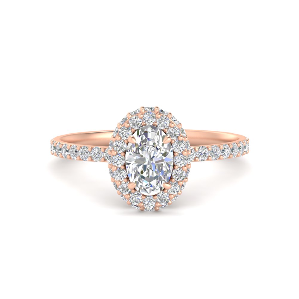 1.50 Carat Manufactured Diamond Oval Halo Ring with 14K Rose Gold Lab Grown Diamond
