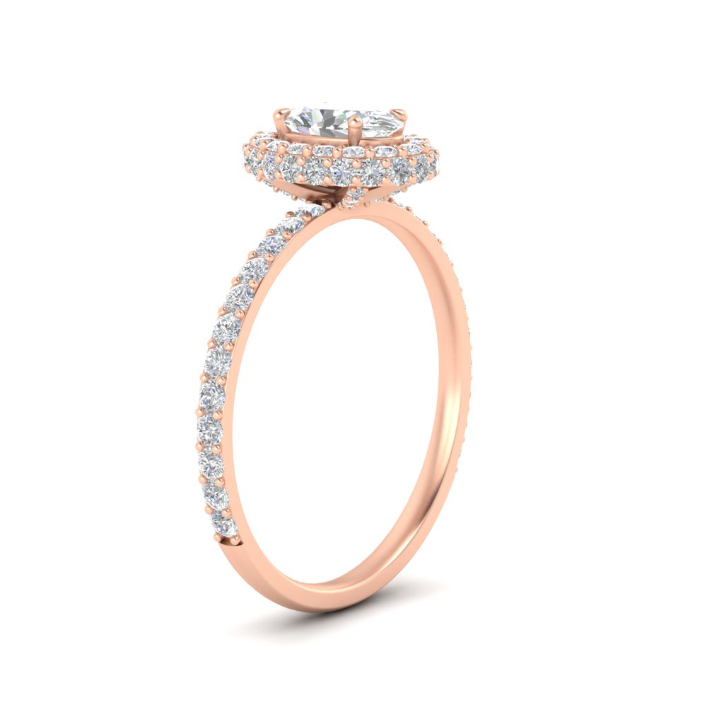 1.50 Carat Manufactured Diamond Oval Halo Ring with 14K Rose Gold Lab Grown Diamond