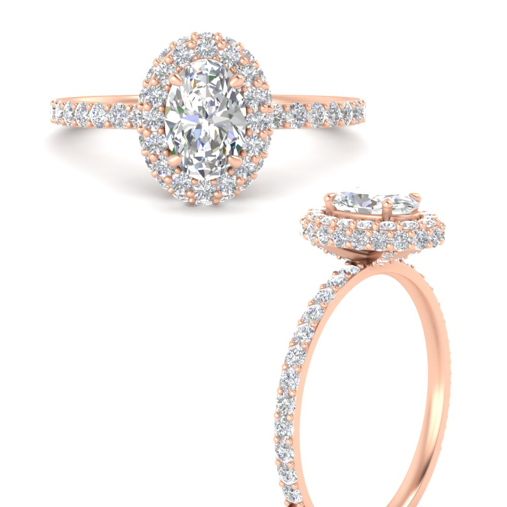 1.50 Carat Manufactured Diamond Oval Halo Ring with 14K Rose Gold Lab Grown Diamond