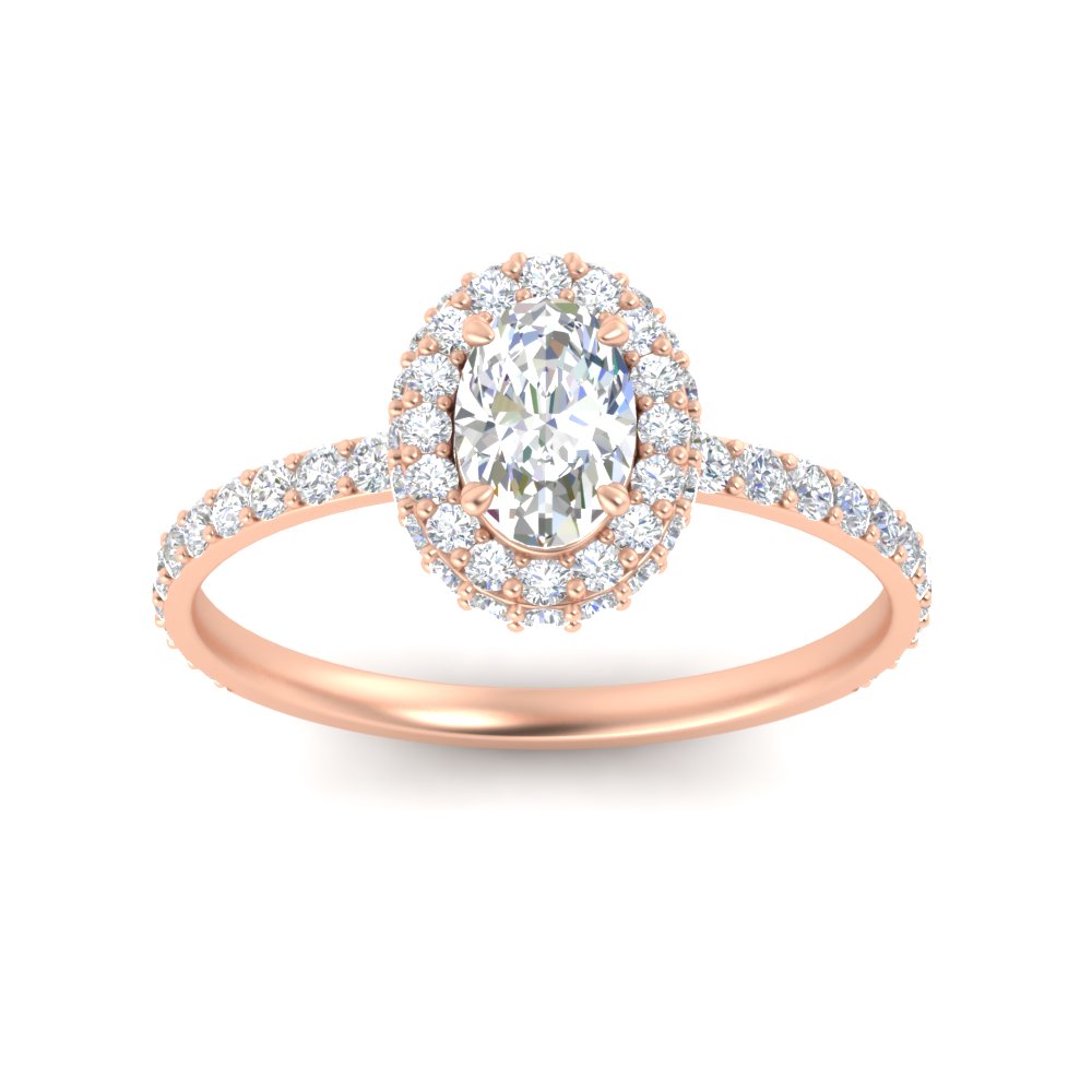 1.50 Carat Manufactured Diamond Oval Halo Ring with 14K Rose Gold Lab Grown Diamond