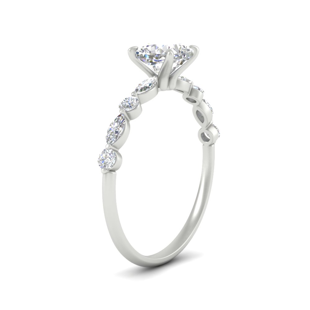 0.75 Carat Cushion Cut Adorable Diamond Ring with 14K White Gold White Diamond