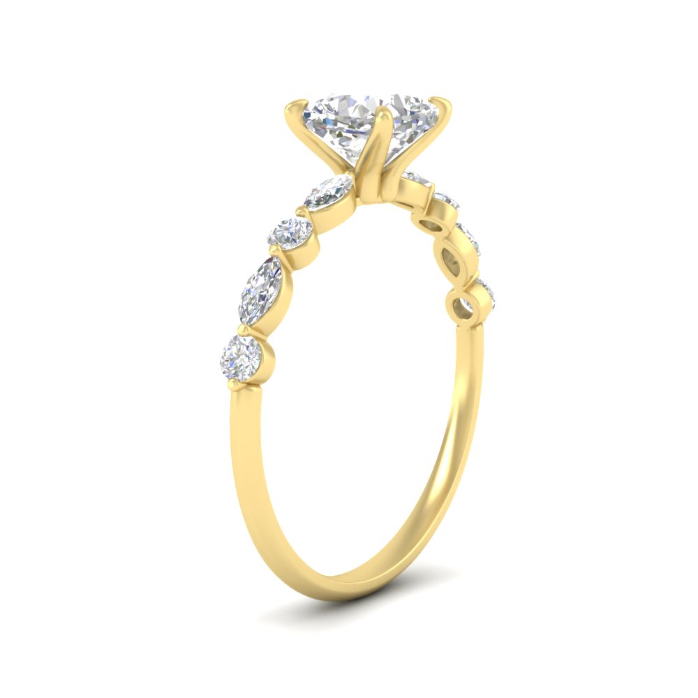 1 Carat Elegant Cushion Cut Diamond Ring with 14K Yellow Gold White Diamond