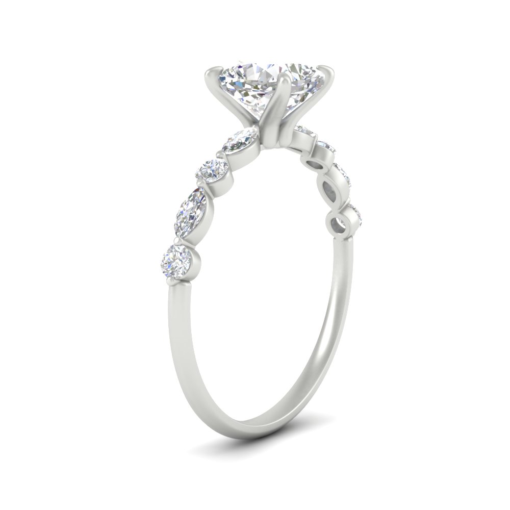 Cushion Cut 2 Carat Stunning Diamond Ring with 14K White Gold White Diamond