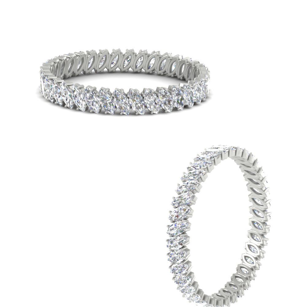 slant marquise eternity wedding band 1 carat in white gold FDEWB9445MQANGLE3 1.00CT NL WG