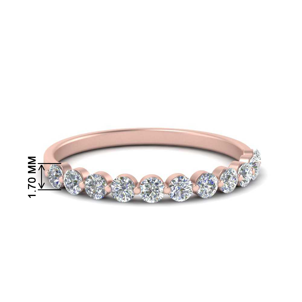 Single Prong Stacking Band with 14K Rose Gold White Diamond