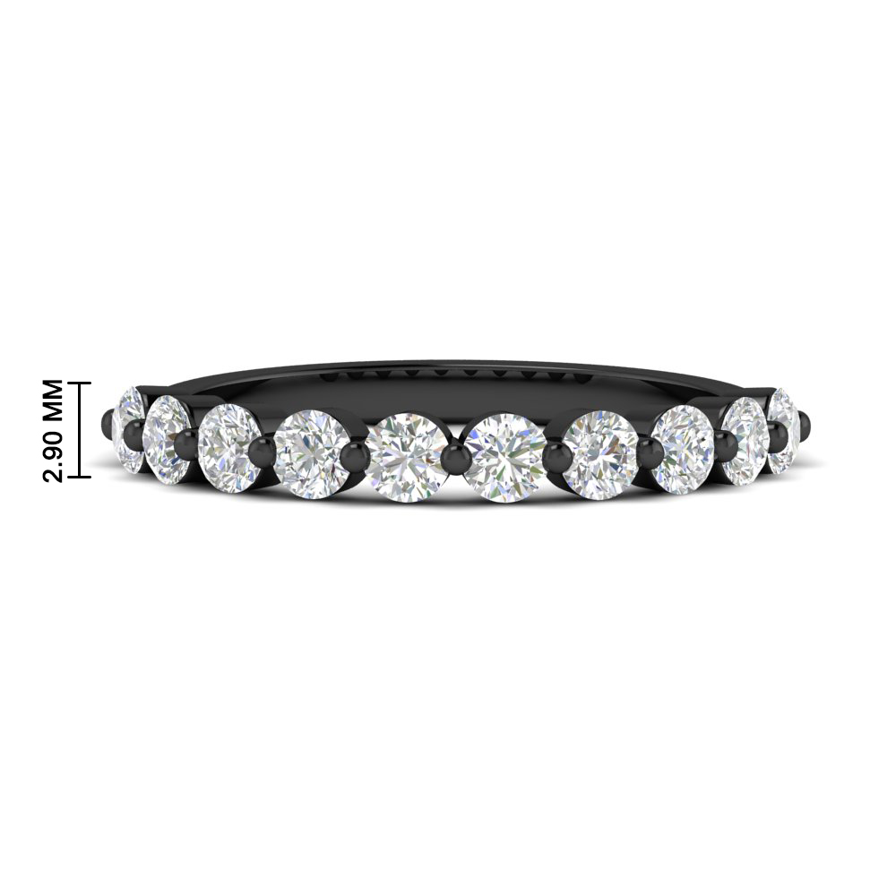 0.75 Carat Single Prong Half Eternity Black Wedding Band with 14K Black Gold White Diamond