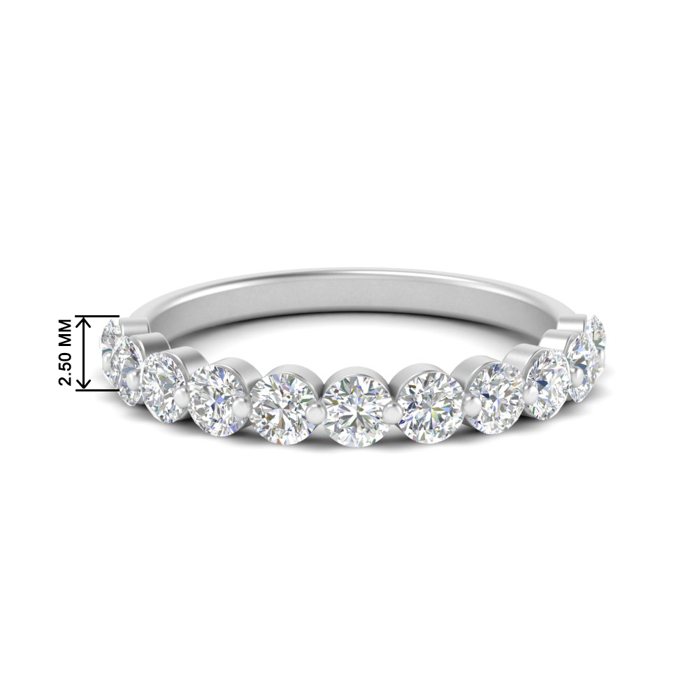 1 Carat Single Prong Diamond Half Eternity Wedding Band with 14K White Gold White Diamond