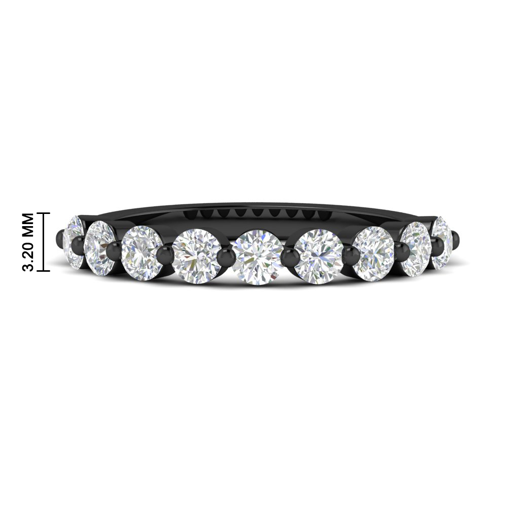 1 Carat Single Prong Half Eternity Black Band with 14K Black Gold White Diamond